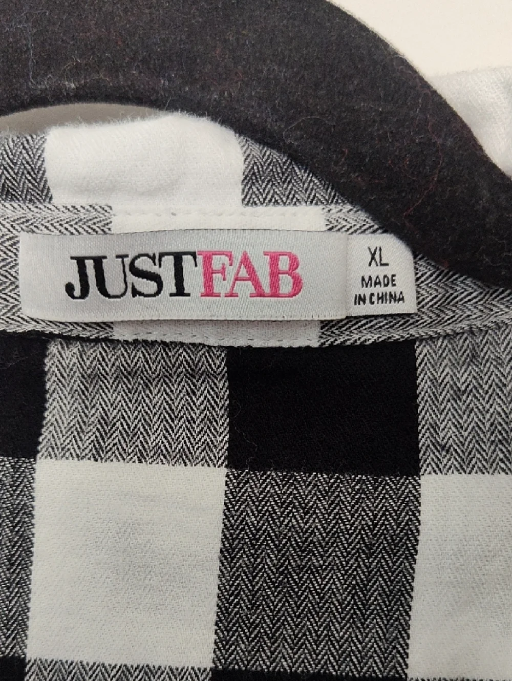 JustFab Black and White Buffalo Plaid Button Down Tunic - Picture 2 of 3